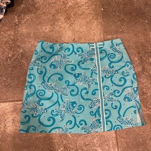 Lilly Pulitzer Turquoise Fish Print Mini Skort